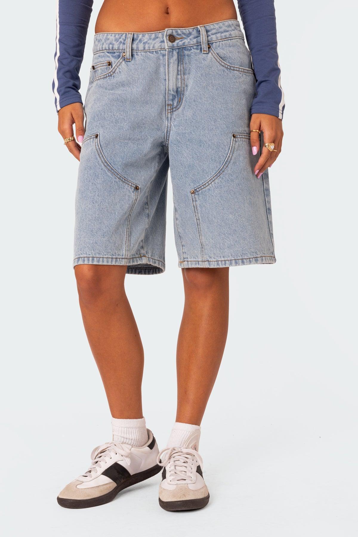 Jacqui Low Rise Denim Bermuda Shorts Product Image