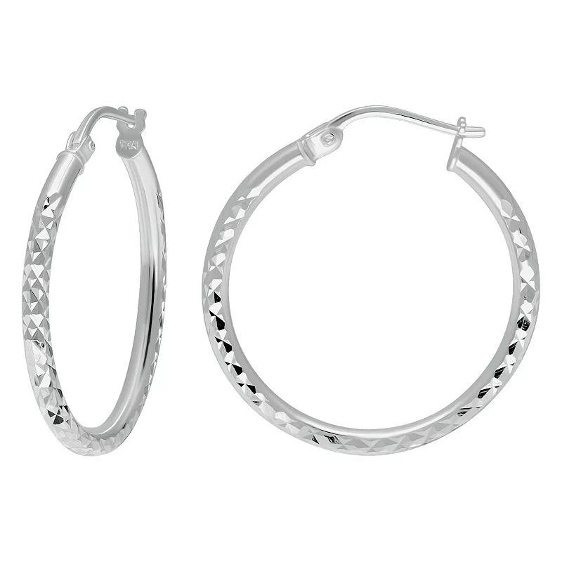 Aleure Precioso Sterling Silver Textured Hoop Earrings, Women's, Size: 20 mm Product Image