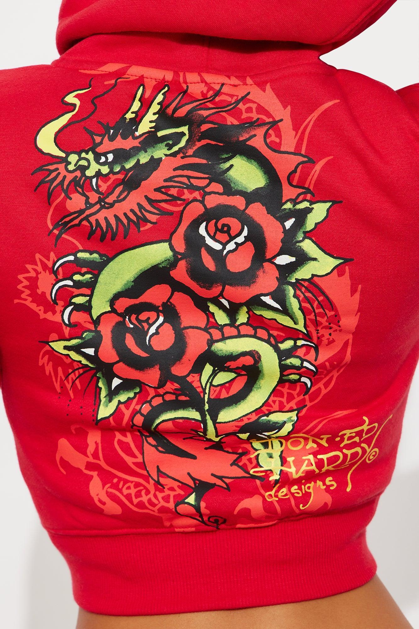 Ed Hardy Dragon Heart Front Zip Hoodie - Red Product Image