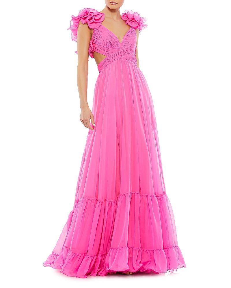 Mac Duggal Ruffle Tiered Cut-Out Chiffon Gown Product Image