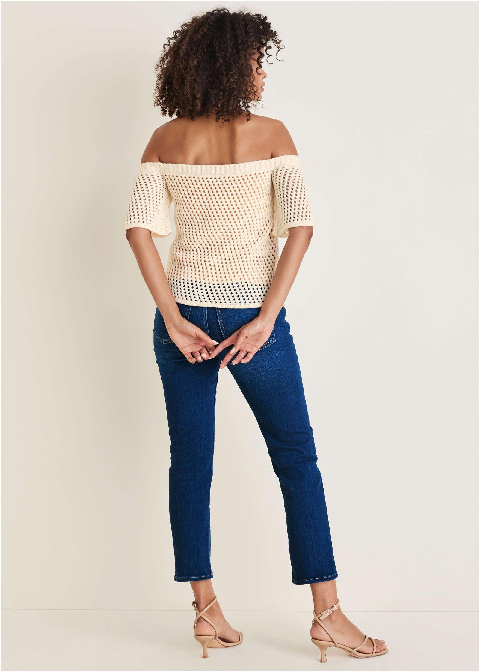 Off-Shoulder Knit Sweater - Off White Product Image