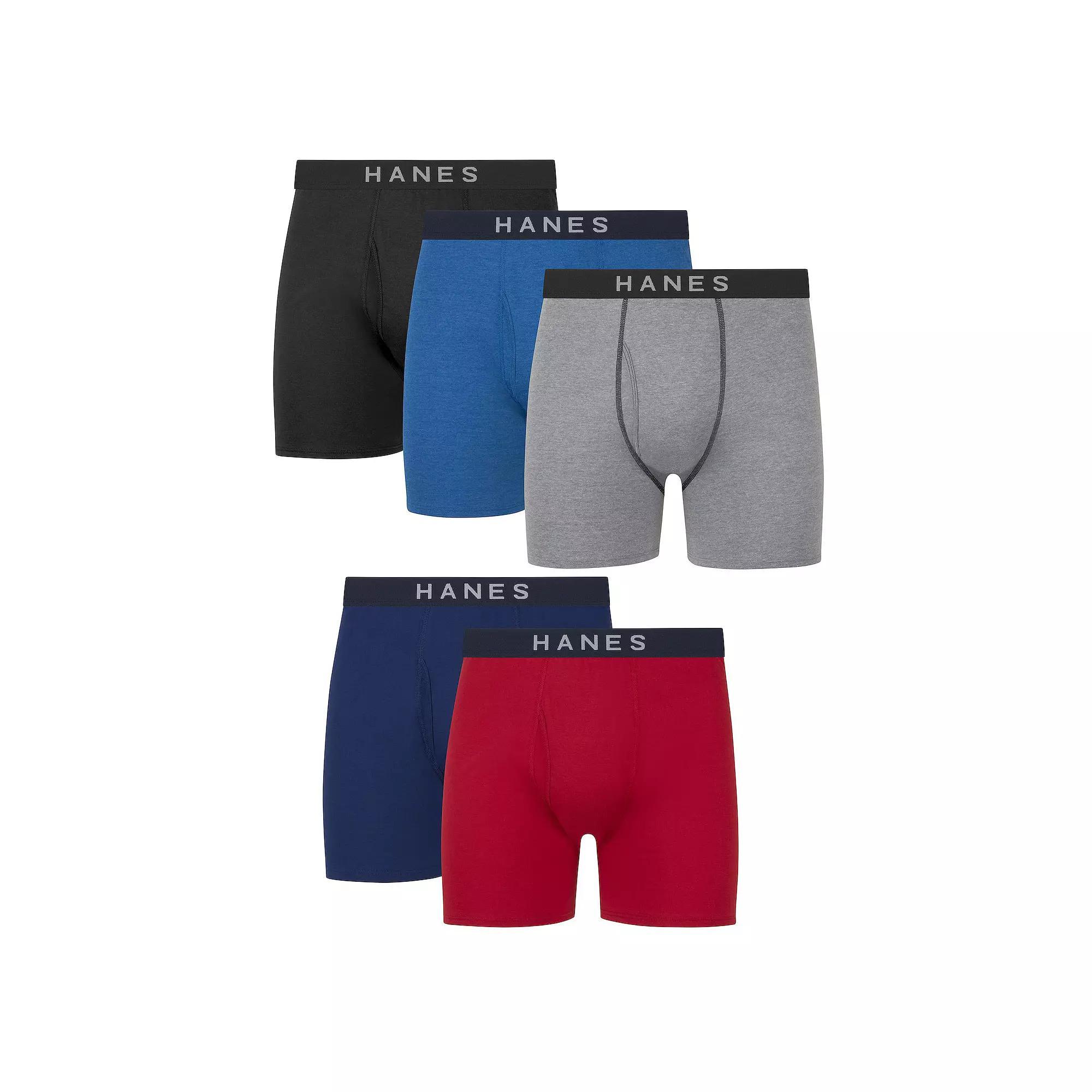 Hanes Ultimate 4+1 Bonus Pack Men's ComfortBlend Boxer Brief Underwear, Size: Large, Blue Red Product Image