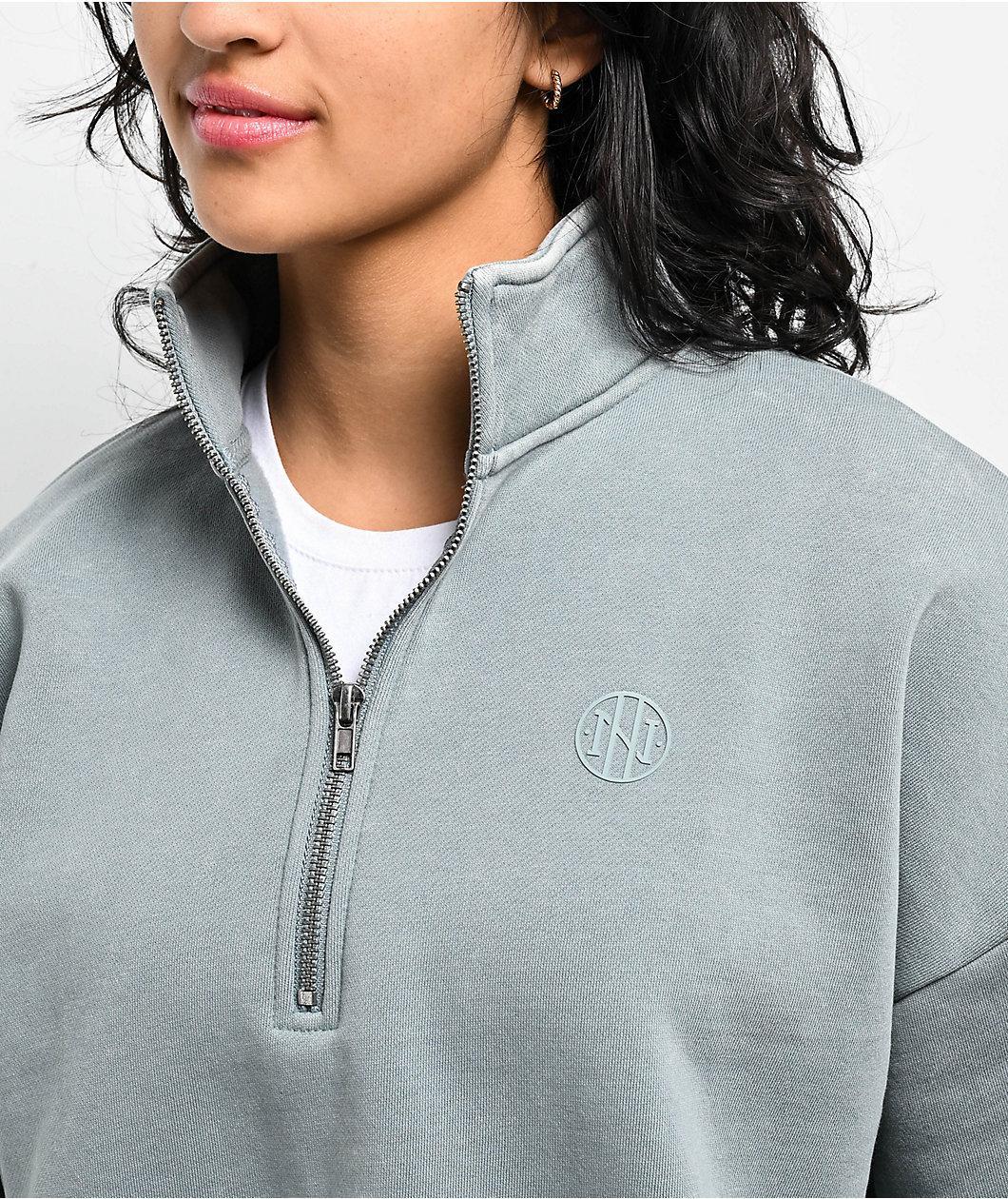 Ninth Hall Fundamentals Sheena Washed Lead Oversized Quarter Zip Sweatshirt Product Image