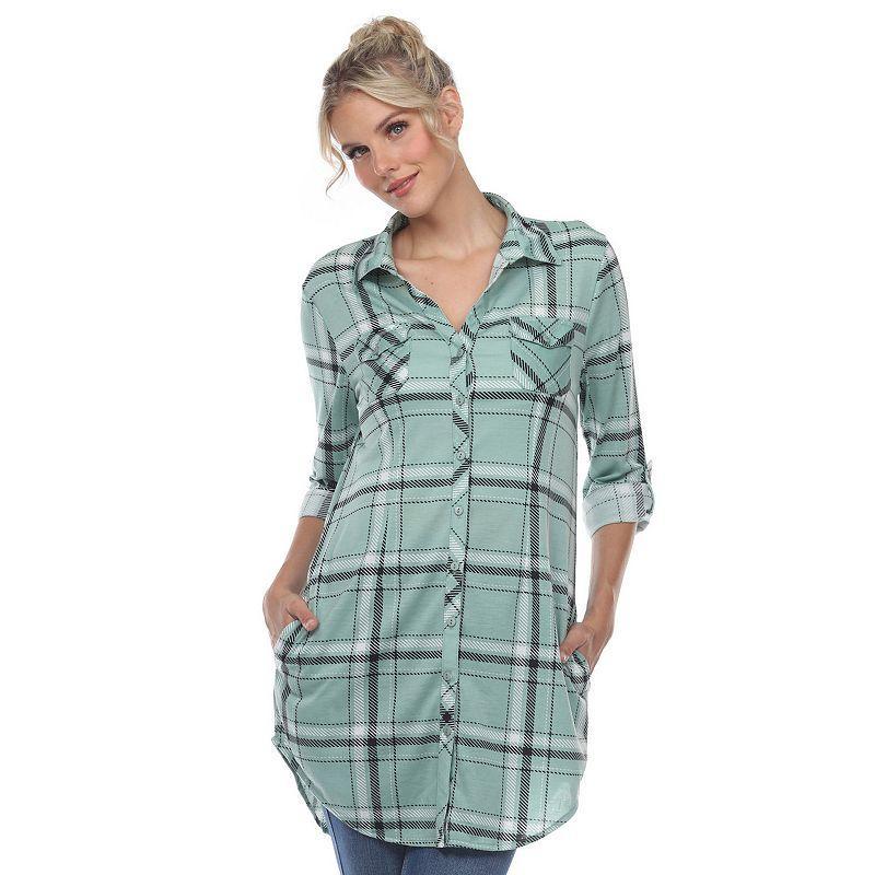 White Mark Womens Plaid Tunic Top Shirt Product Image