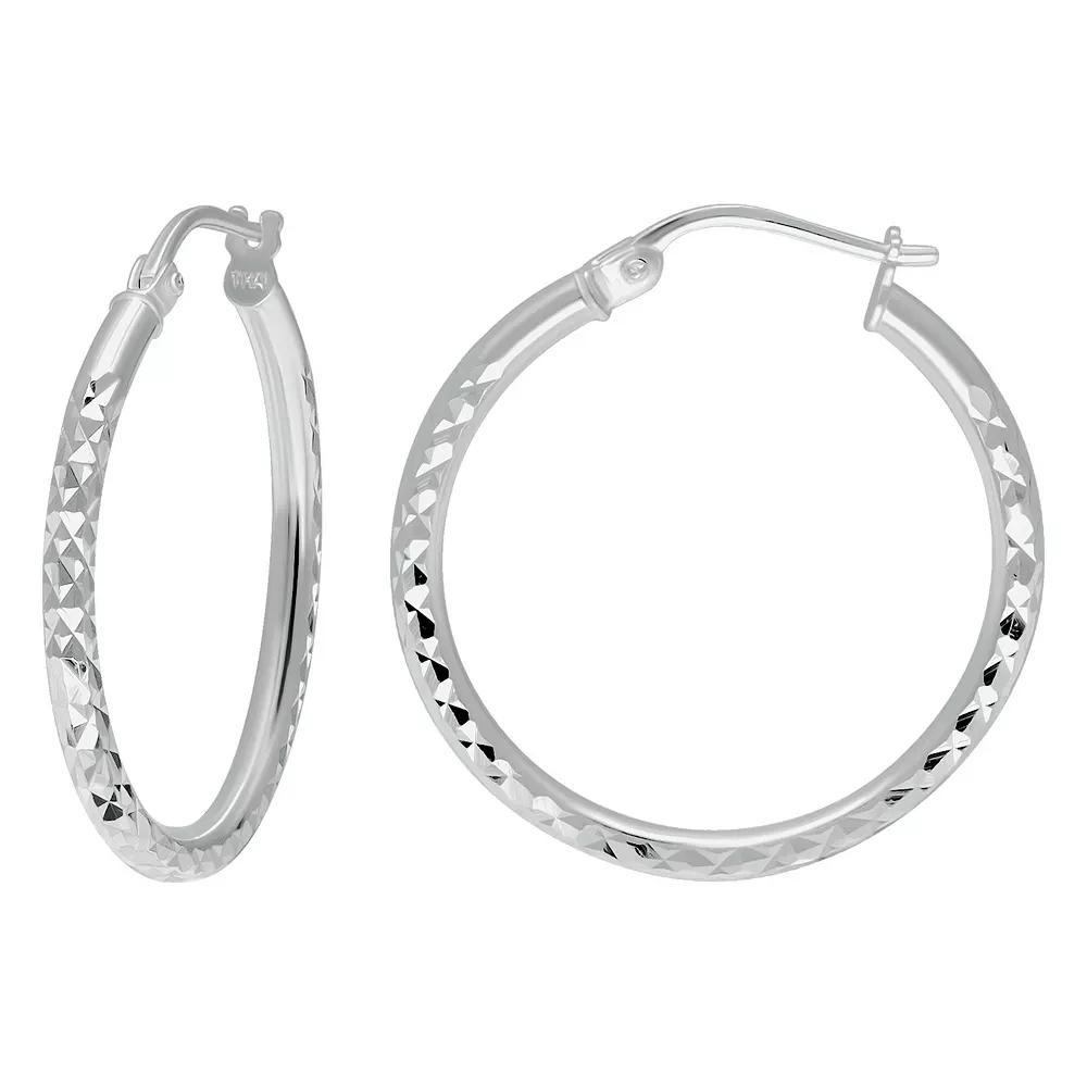 Aleure Precioso Sterling Silver Textured Hoop Earrings, Women's, Size: 20 mm Product Image
