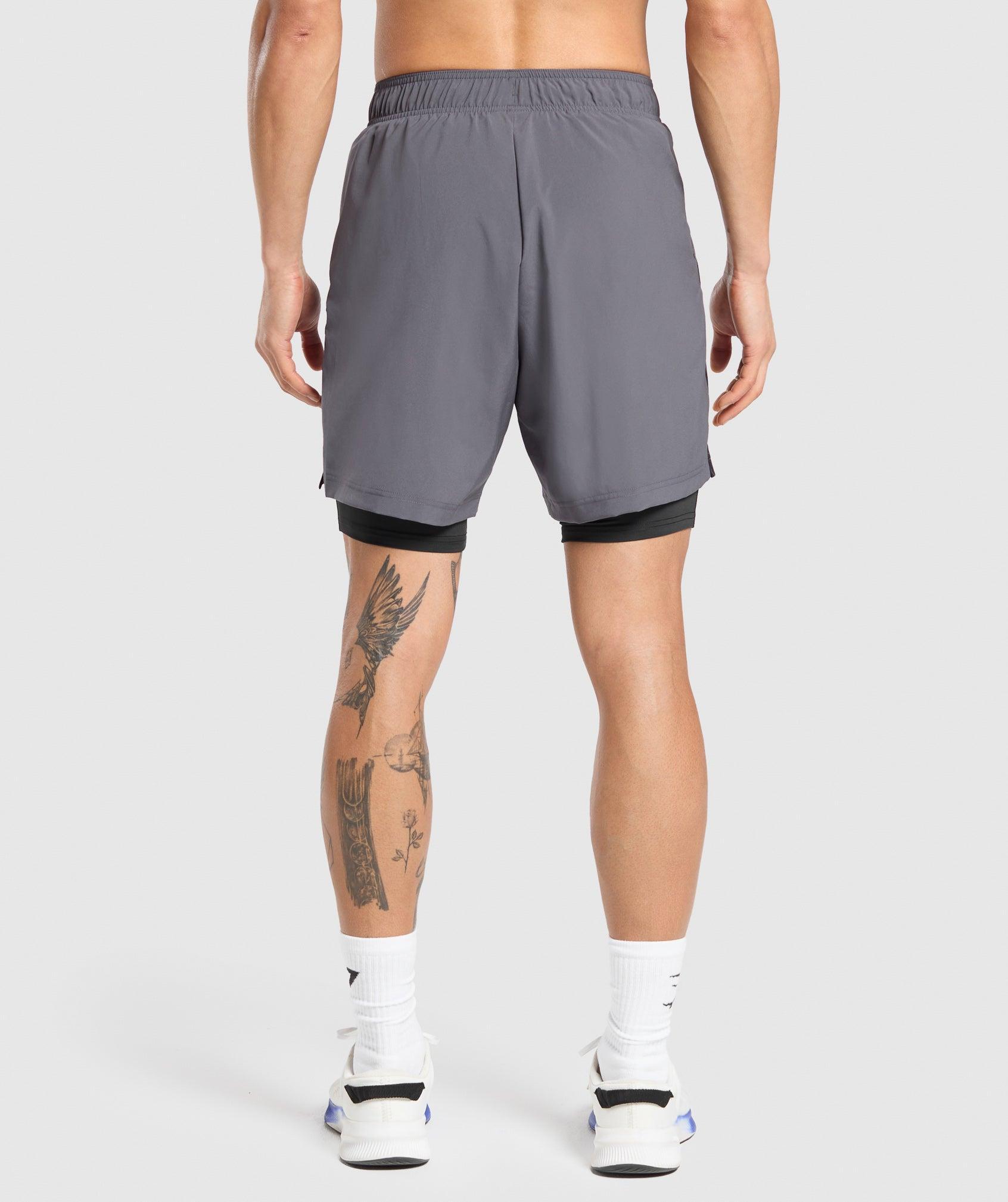Gymshark Sport 7" 2 in 1 Shorts - Dark Grey/Black Male Product Image