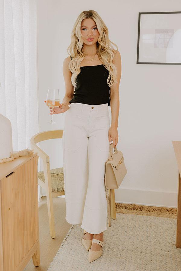 The Maeve High Waist Wide Leg Crop Jean in Cream Product Image
