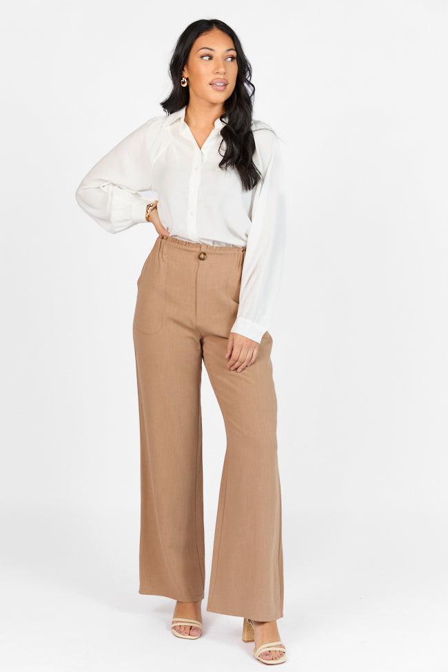 Wish For This Mocha Linen Blend Trousers FINAL SALE Product Image