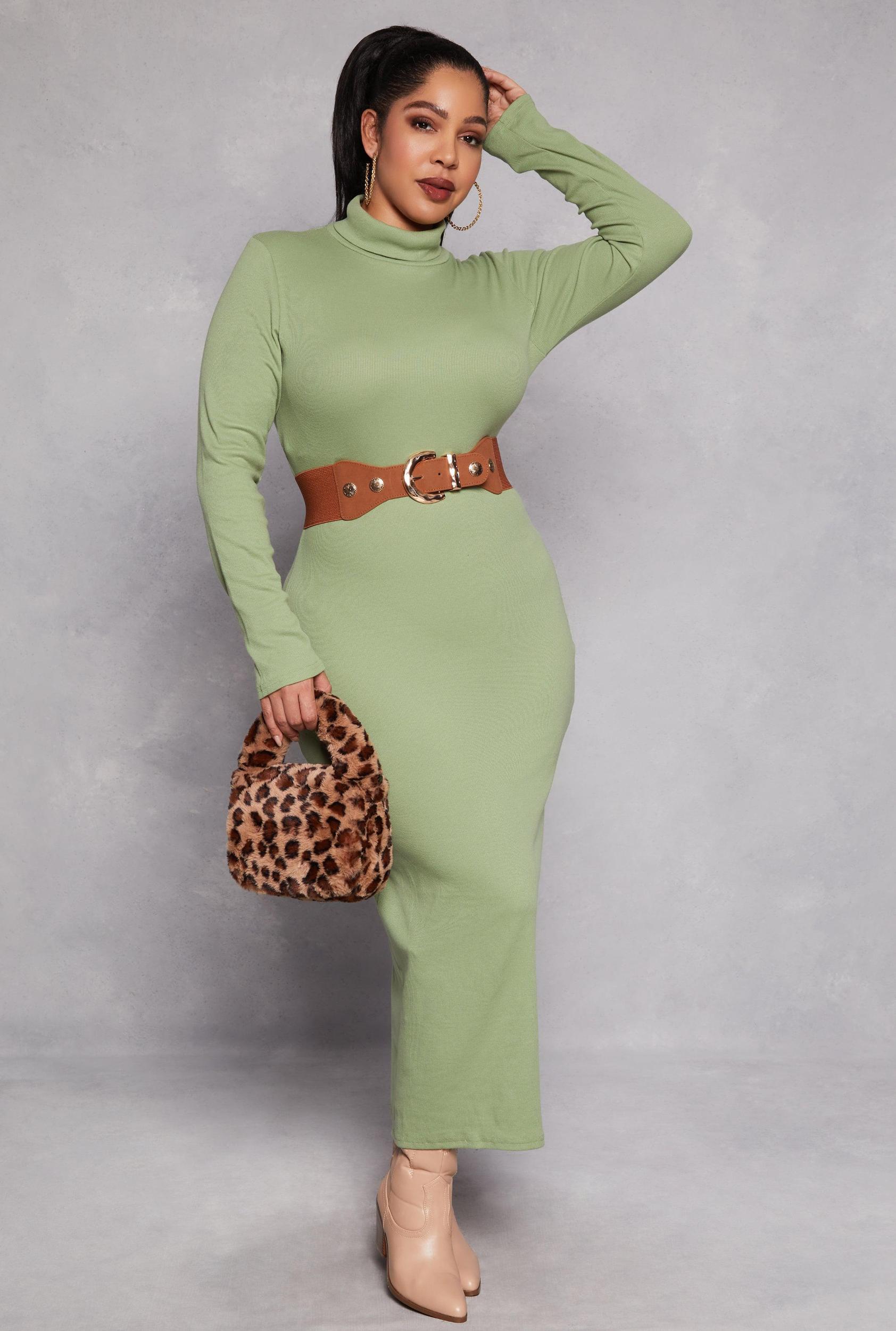Womens Plus Size Daisy Turtleneck Long Sleeve Dress Product Image