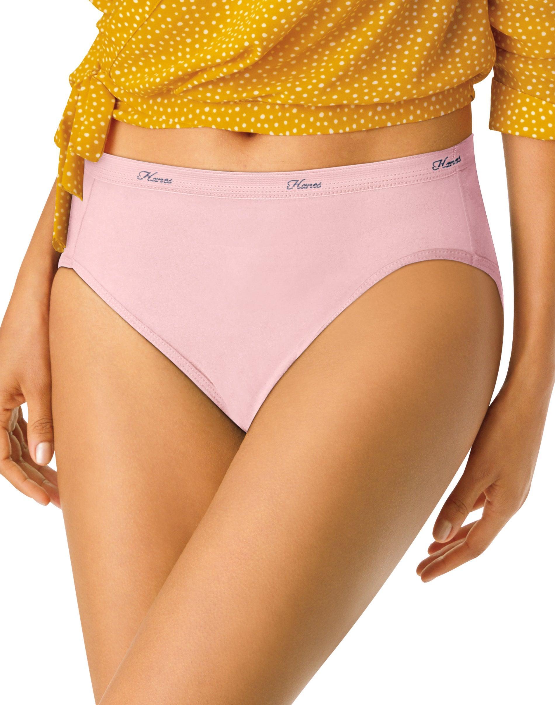 Hanes Women's 10pk Breathable Cotton Hi-Cut Briefs - Colors and Patterns May Vary 9: Knit Midweight Underwear Product Image