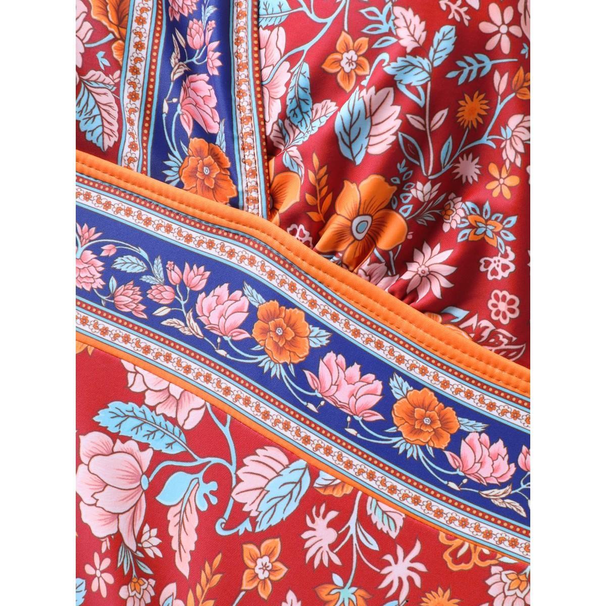 Plus Size Floral Print Ruched One-Piece Swimsuit Women's Swimwear Scarlet Beach Gathered Curve Bathing Suits High stretch One Pieces BloomChic 26/4X Product Image