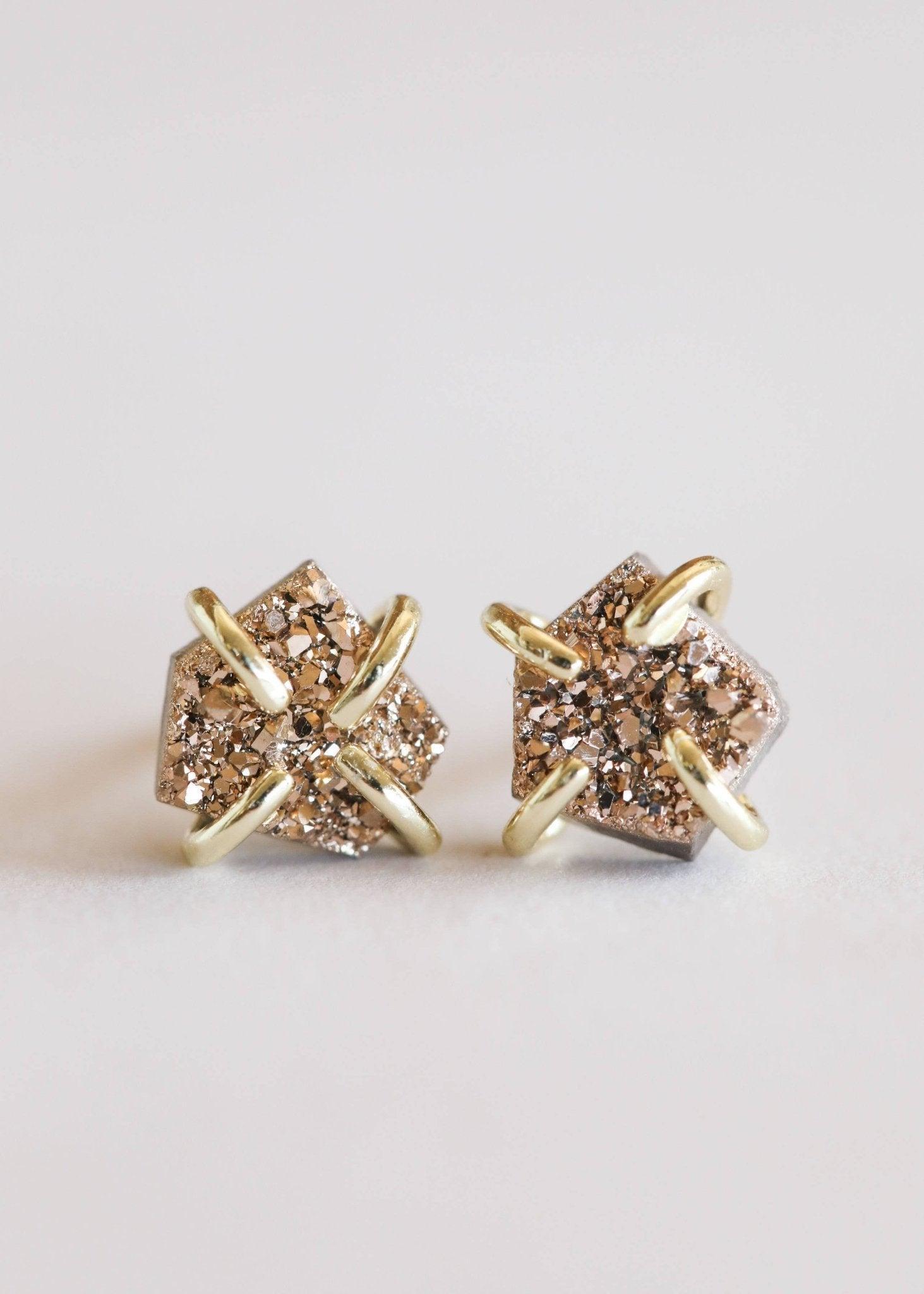 Rose Gold Druzy Prong Earring Product Image