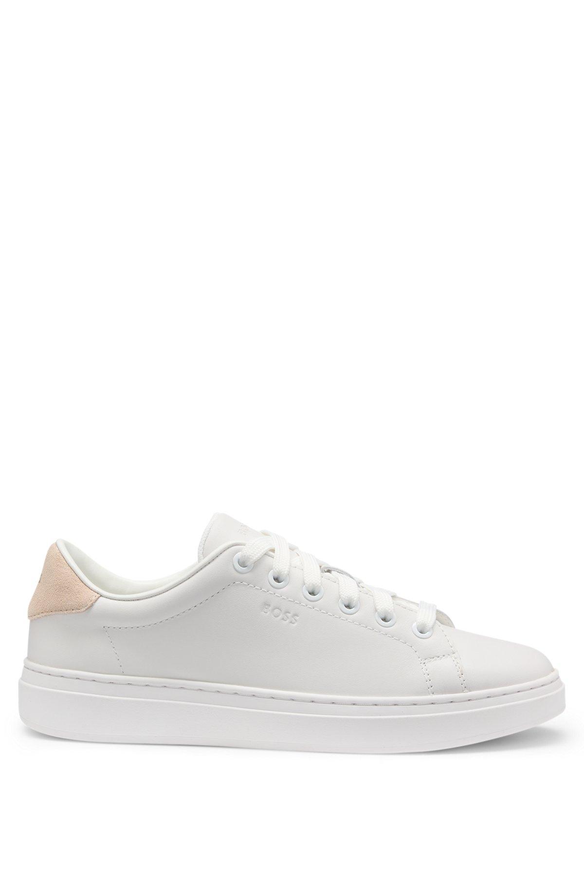 Leather trainers with suede backtab Product Image
