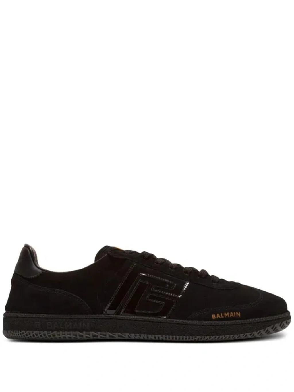 BALMAIN Suede Swan Sneakers In Black Product Image