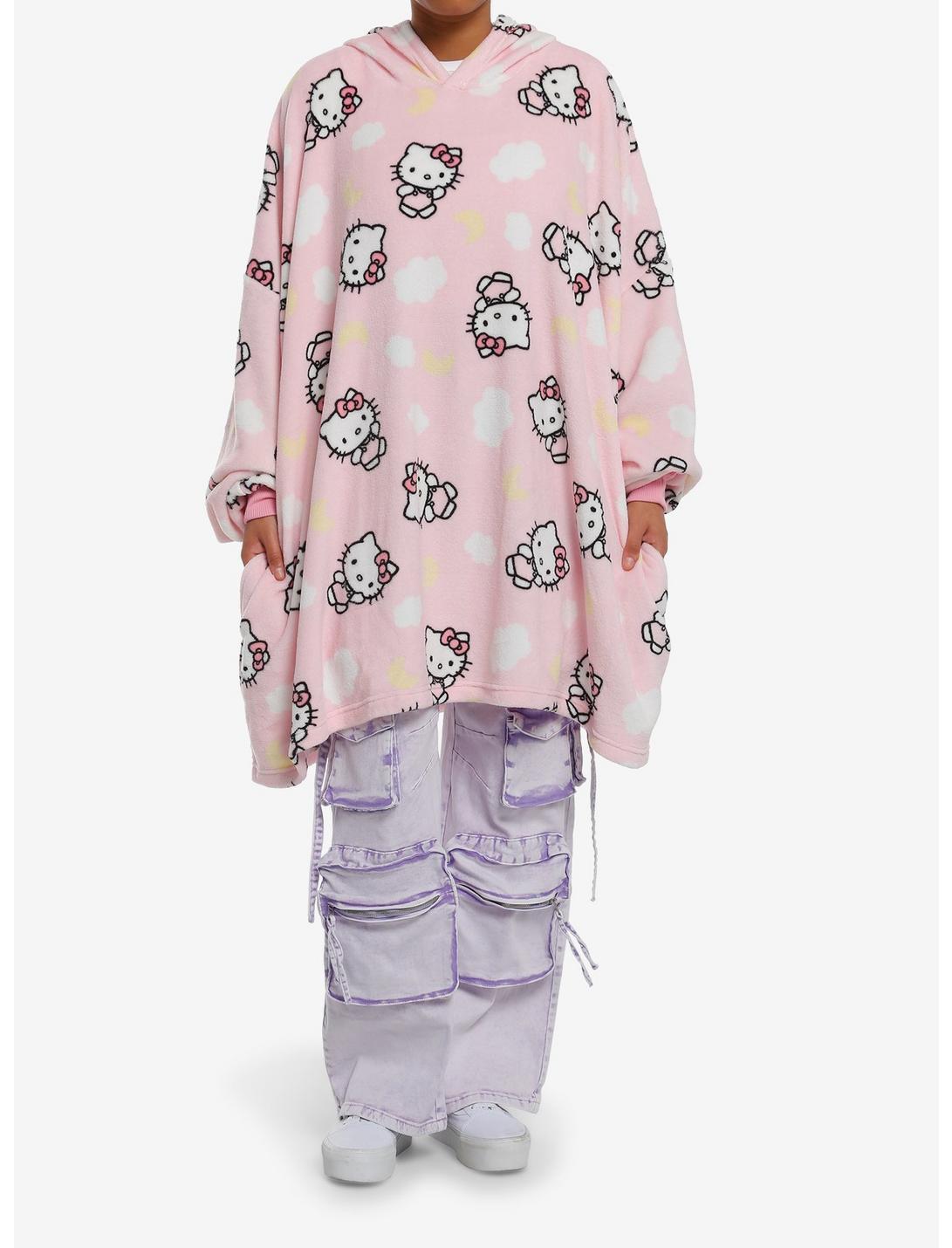 Hello Kitty Allover Print Fuzzy Overside Hoodie Product Image