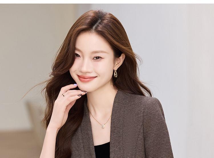 Collarless Plain Single Button Blazer Product Image