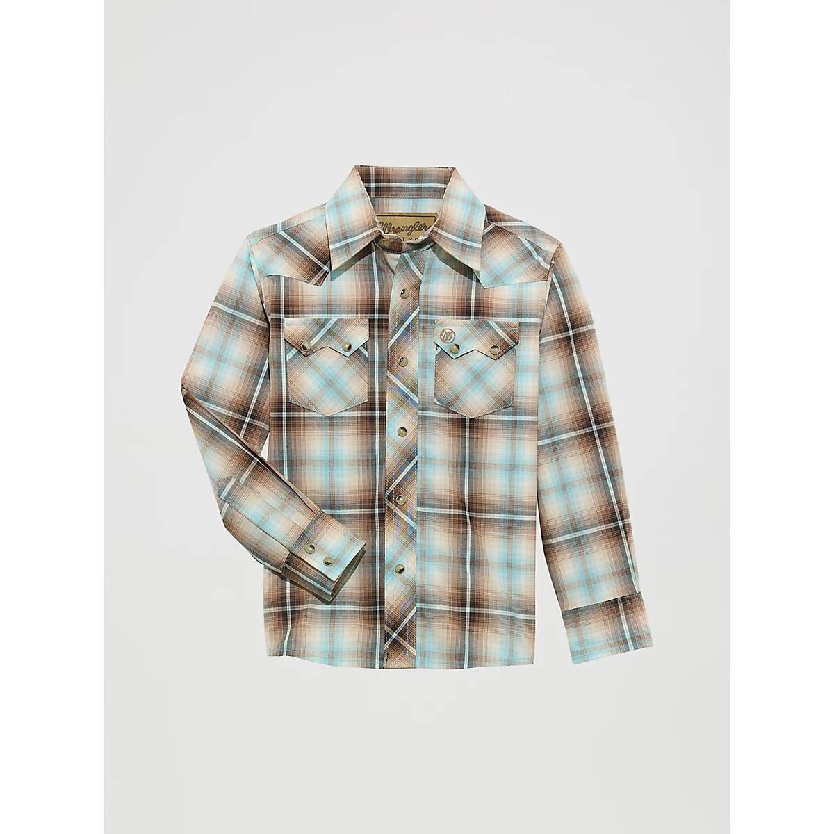 Boy's Wrangler® Bucking Cancer Western Snap Shirt Product Image