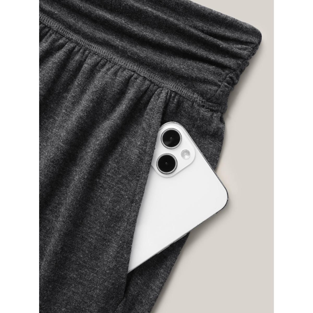 Plus Size Heather Stretchy Hem Active Jogger Pants Women DimGray Casual Mid Rise Everyday-Casual Pants BloomChic 10/M Product Image