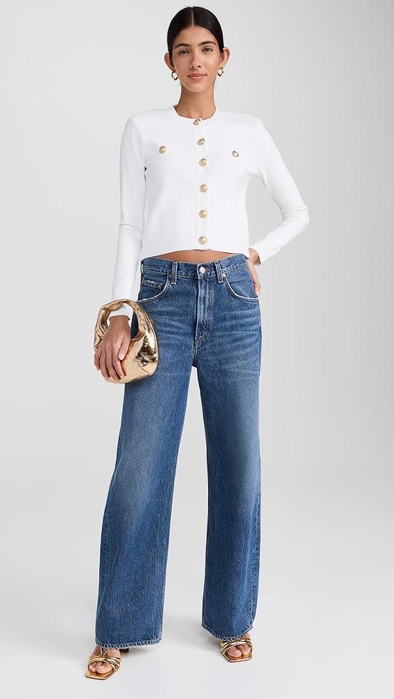 L'AGENCE Toulouse Crop Crew Neck Cardigan | Shopbop Product Image