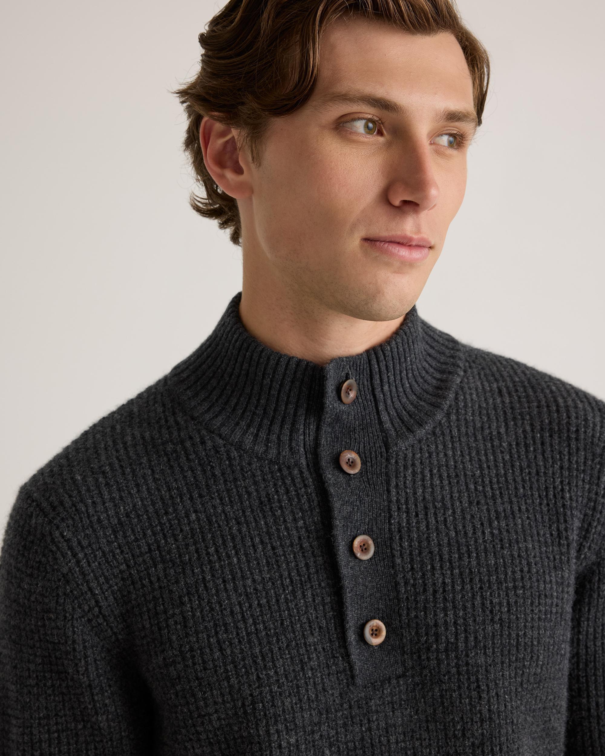 Quince | Men's Mongolian Cashmere Waffle Quarter Button Sweater Product Image