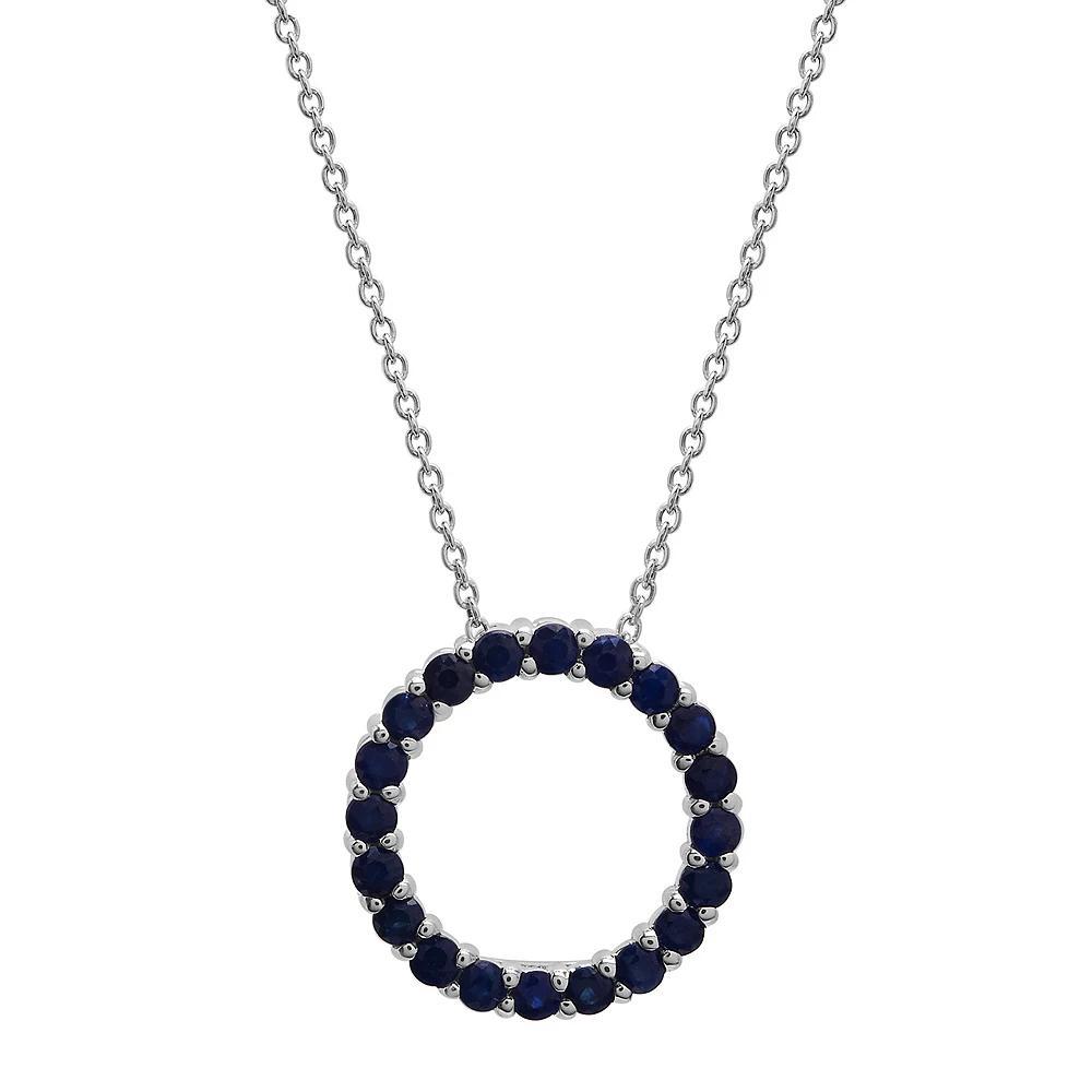 Sterling Silver Sapphire Open Circle Pendant Necklace, Women's, Size: 18" Product Image