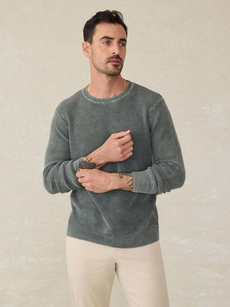 Sunwashed Crewneck Sweater - Mountain Olive Product Image