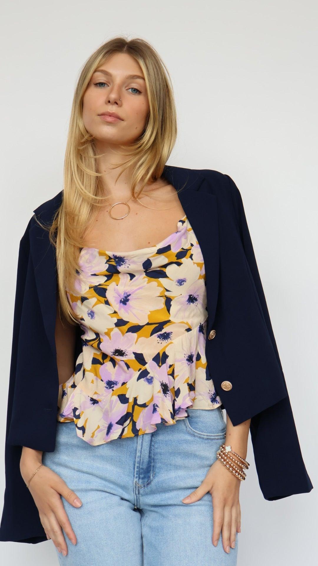 Polished Navy Cropped Blazer Product Image