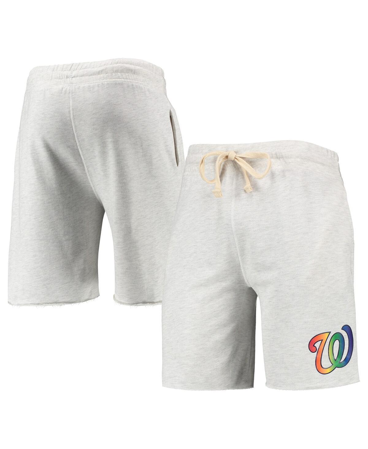 Men's Concepts Sport Oatmeal Washington Nationals Mainstream Logo Terry Tri-Blend Shorts, Size: 2XL, Team Product Image