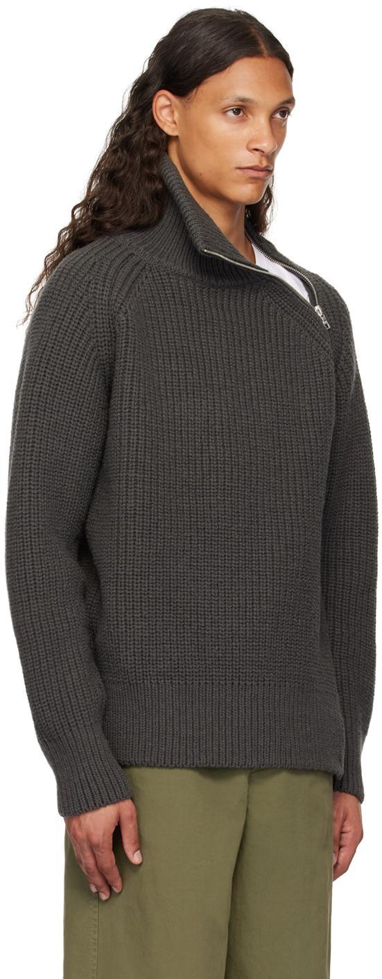 DRIES VAN NOTEN Zipped Wool Jumper In Grigio Product Image