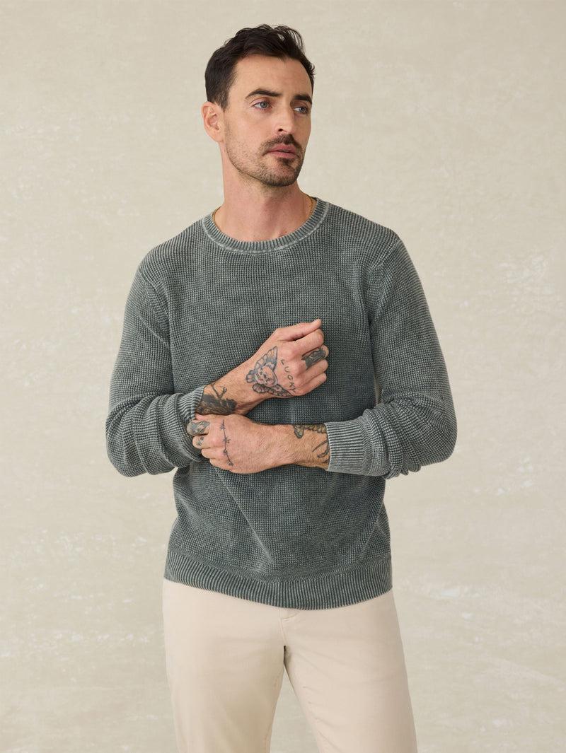 Sunwashed Crewneck Sweater - Mountain Olive Product Image