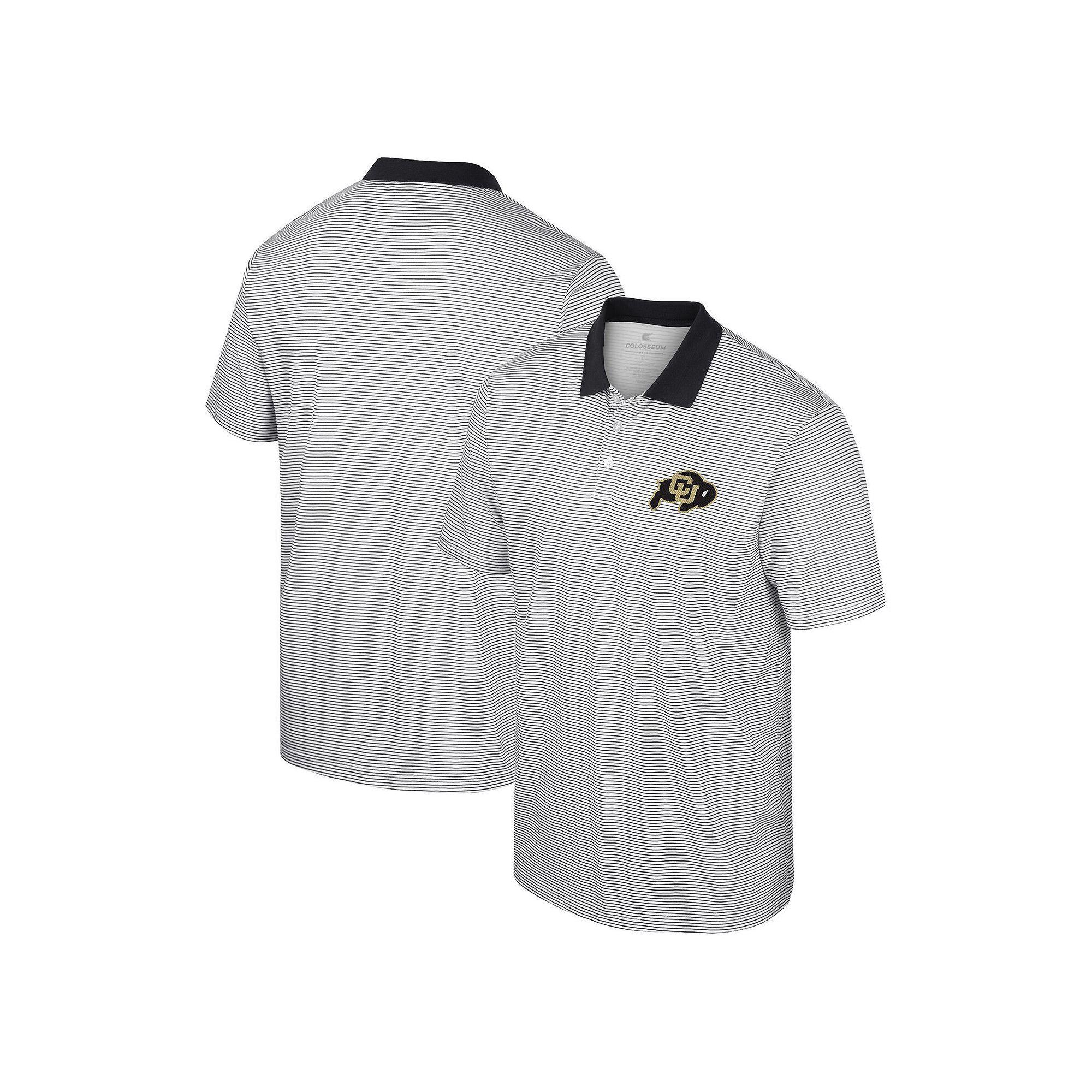 Men's Colosseum White/Black Colorado Buffaloes Print Stripe Polo, Size: 3XL Product Image