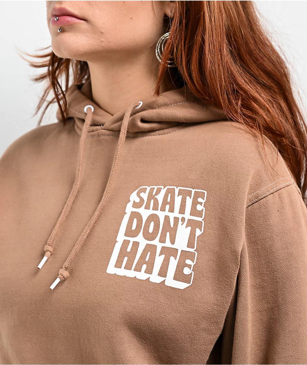 GRLSWIRL Skate Don't Hate Brown Hoodie Product Image