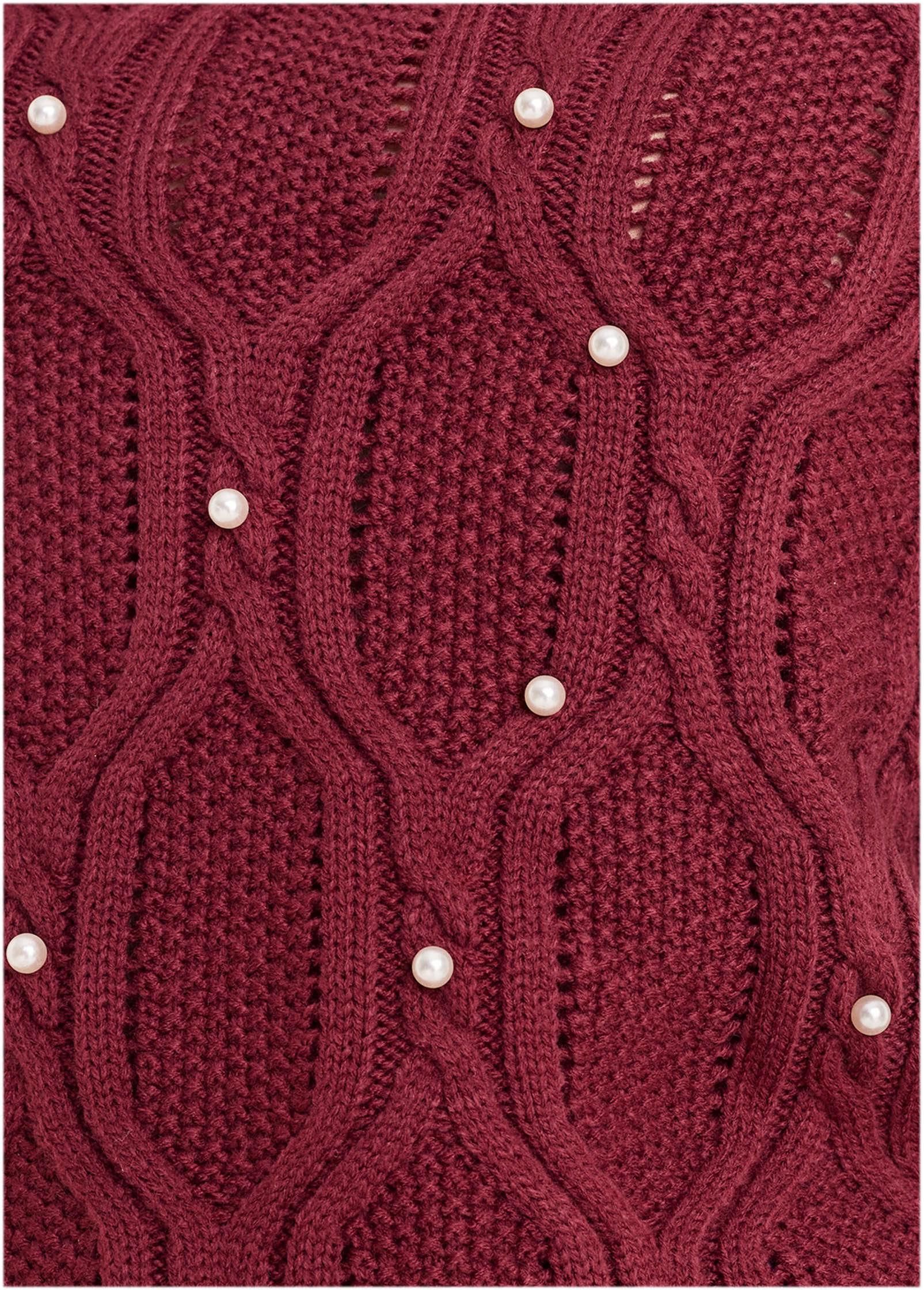 Pearl Detail Sweater  - Wine Product Image