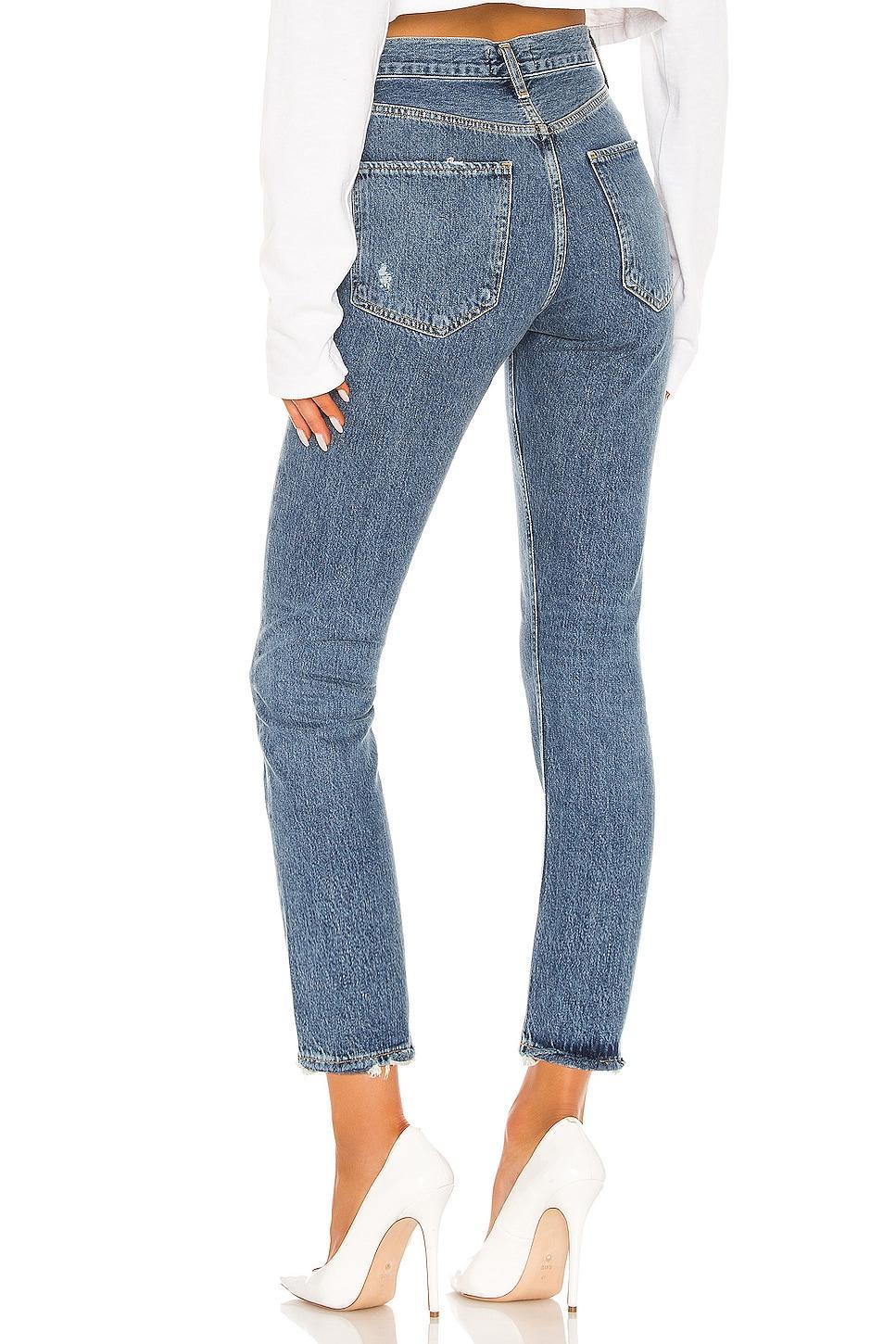 Agolde Riley High Rise Cropped Straight Jeans in Frequency Product Image