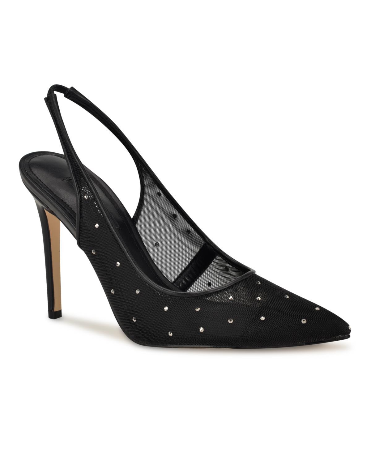 Nine West Feather Women's Sling Back Pumps, Size: 8.5, Black Mesh Product Image