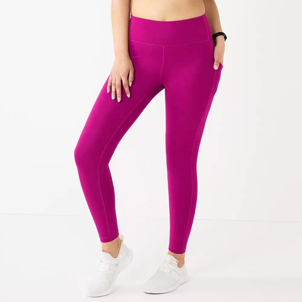 Women's Tek Gear® Ultrastretch High-Waisted Side Pocket 7/8 Leggings, Size: Large, Kalari Green Product Image