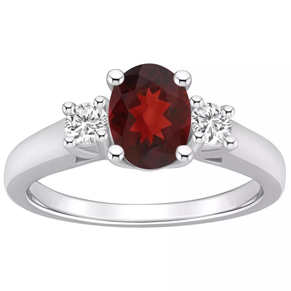 Alyson Layne 14k White Gold Oval Cut Garnet & 1/4 Carat T.W. Diamond Ring, Women's, Size: 10, Red Product Image