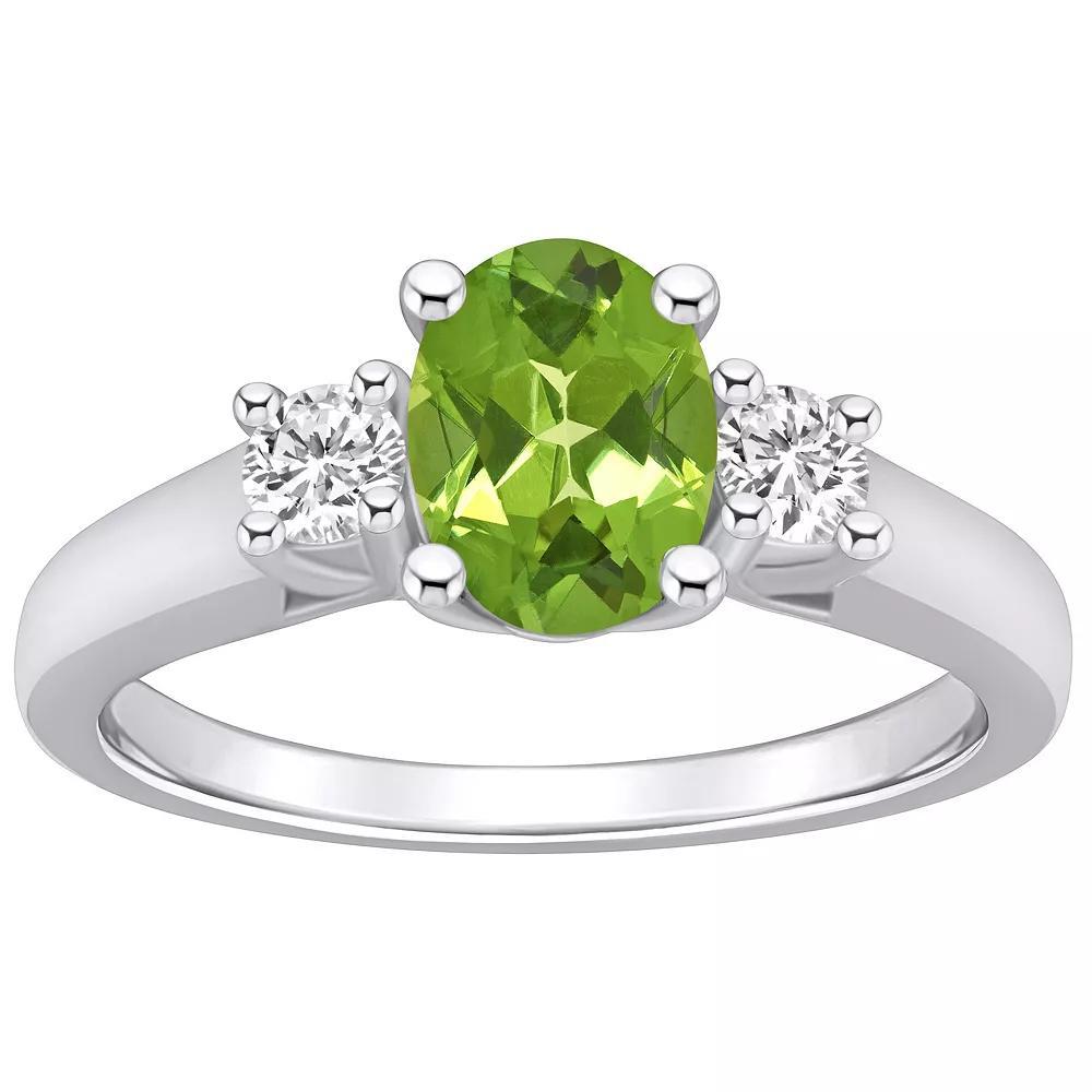 Alyson Layne 14k White Gold Oval Cut Peridot & 1/4 Carat T.W. Diamond Ring, Women's, Size: 5, Green Product Image