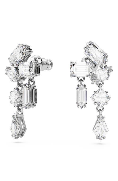 Swarovski Mesmera Mixed Cut Cluster Drop Earrings in Rhodium Plated Product Image