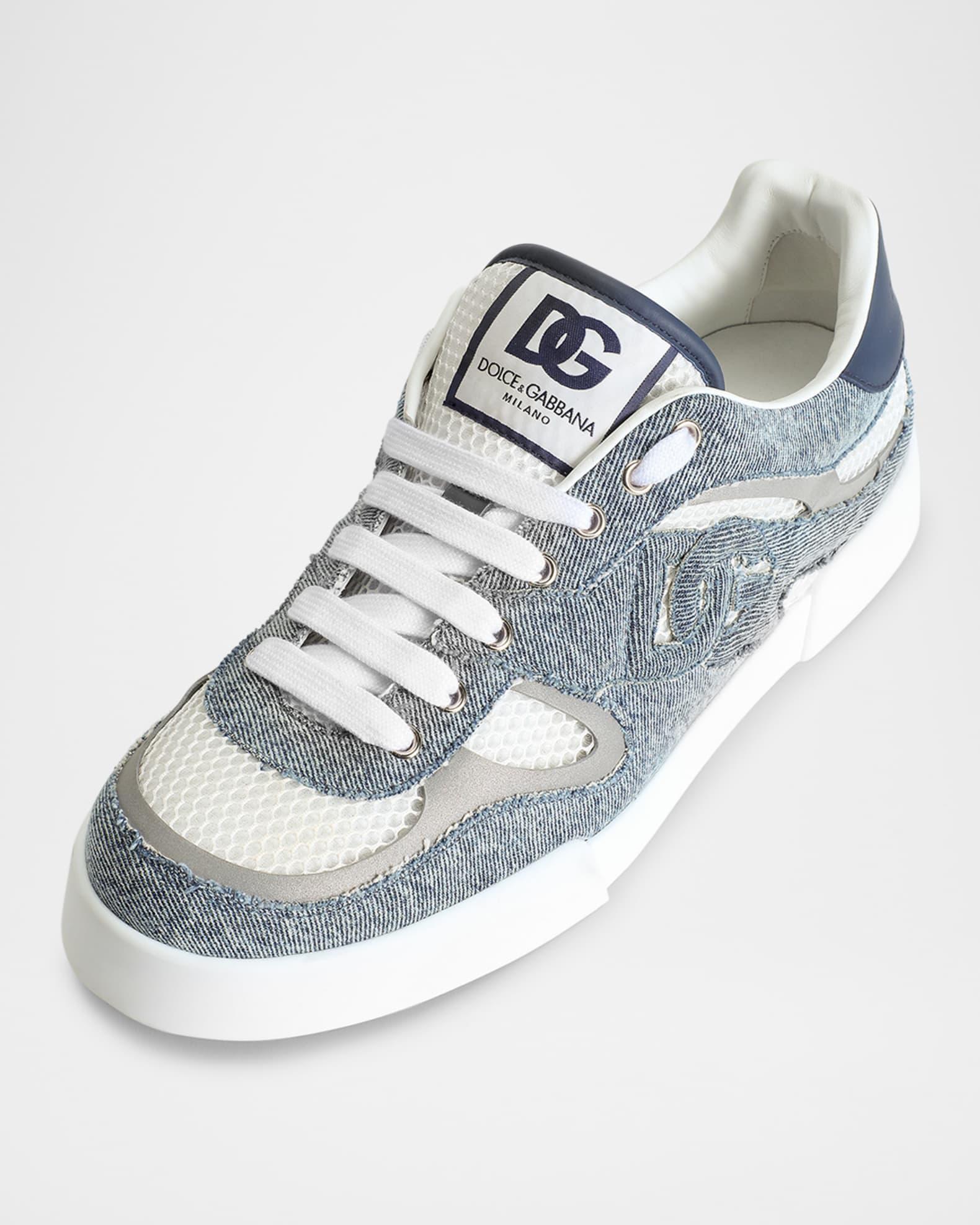 Mens Mesh and Leather Low-Top Sneakers Product Image