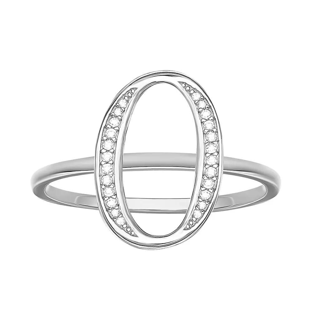 PRIMROSE Sterling Silver Cubic Zirconia Initial Ring, Women's, Size: 7, Sterling Silver T Product Image