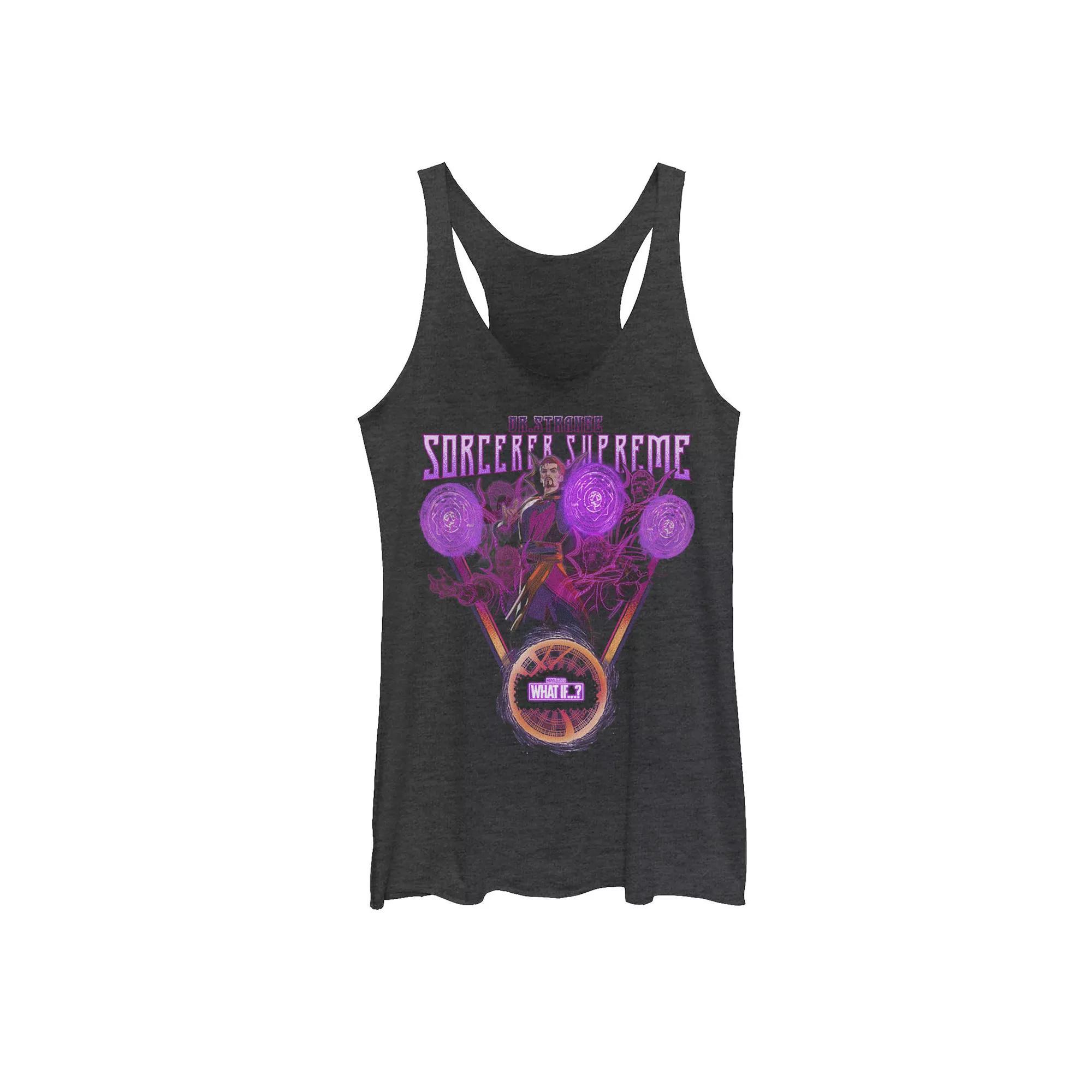 Juniors' Marvel What If Doctor Strange Sorcerer Supreme Poster Graphic Tank Top, Girl's, Size: Medium, Black Grey Product Image