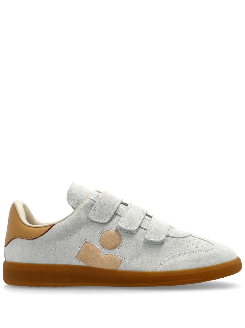 ISABEL MARANT Beth Mixed Leather Triple-grip Sneakers In Chalk Beige Product Image