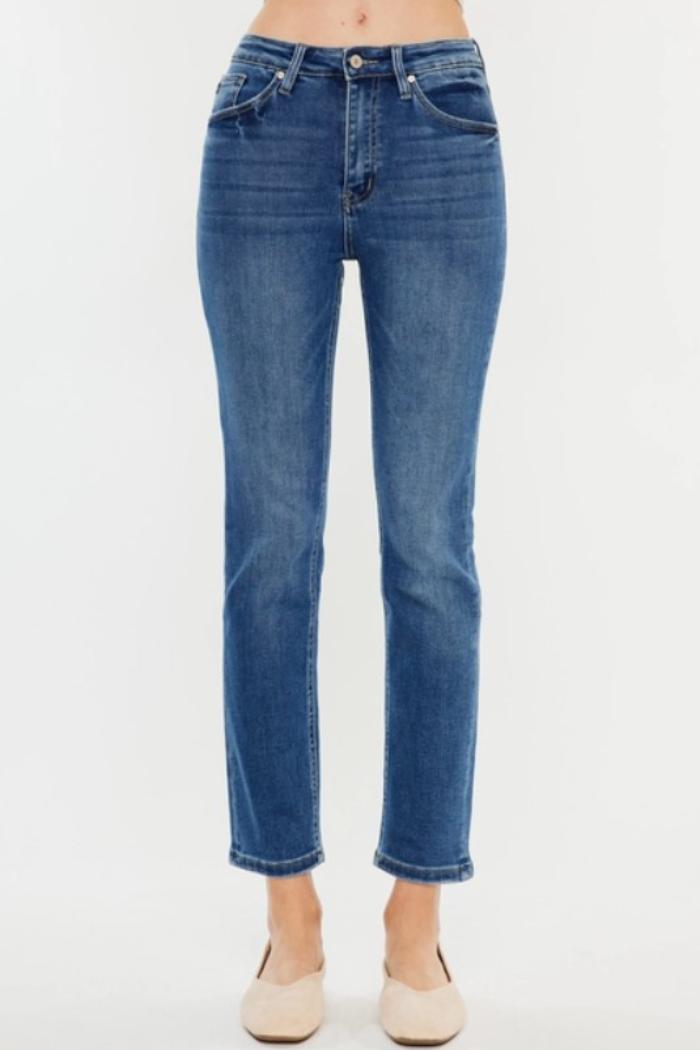 Midi High Rise Denim Contrast Skirt Product Image