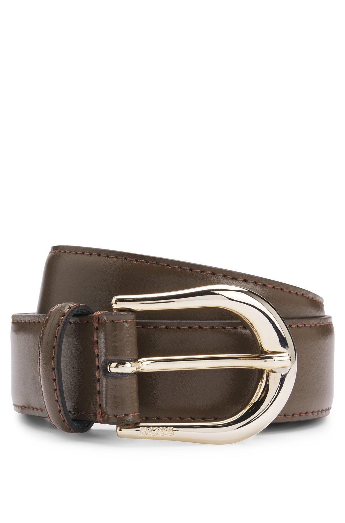 Italian-leather belt with logo buckle Product Image