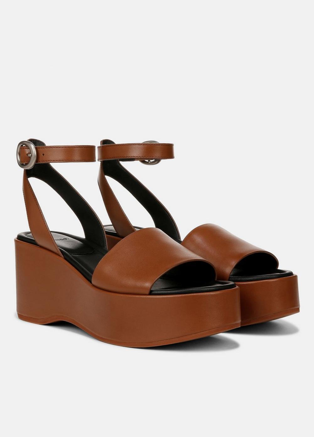 Womens Phillipa Leather Platform Sandal, Sequoia Brown, Size 9 Vince Product Image