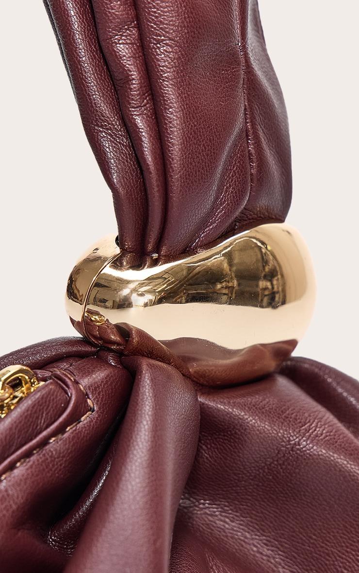 Premium Chocolate Soft Pu Gold Handle Hand Bag Product Image