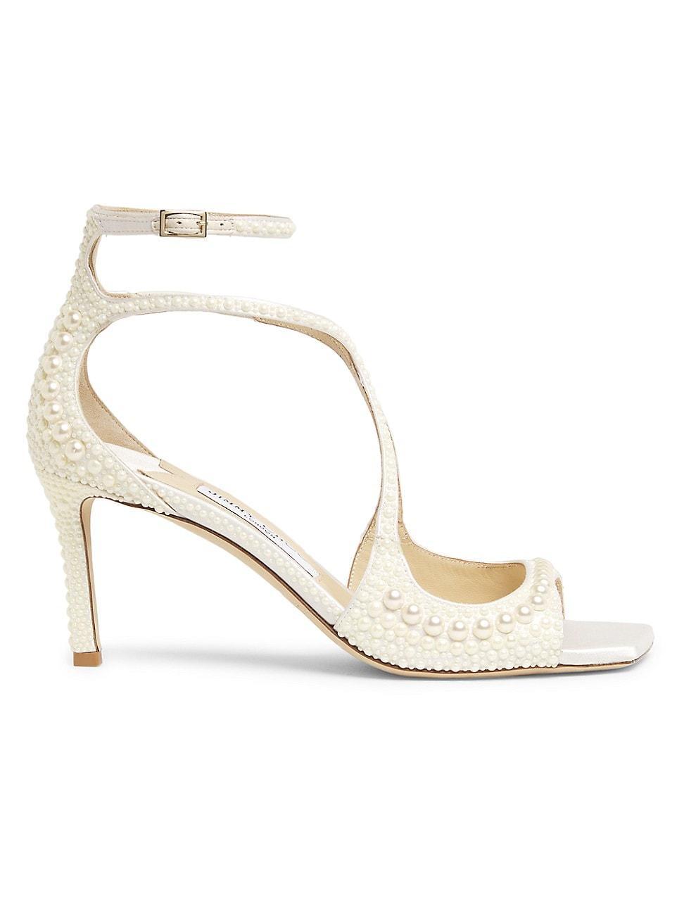 Womens Azia 75MM Pearl-Embellished Satin Sandals Product Image