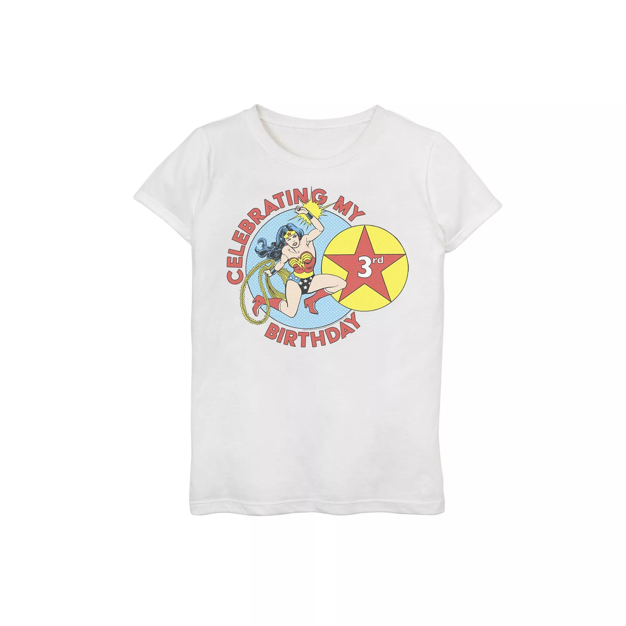 Girls 7-16 Wonder Woman 3Rd Birthday Graphic Tee, Girl's, Size: Medium, White Product Image
