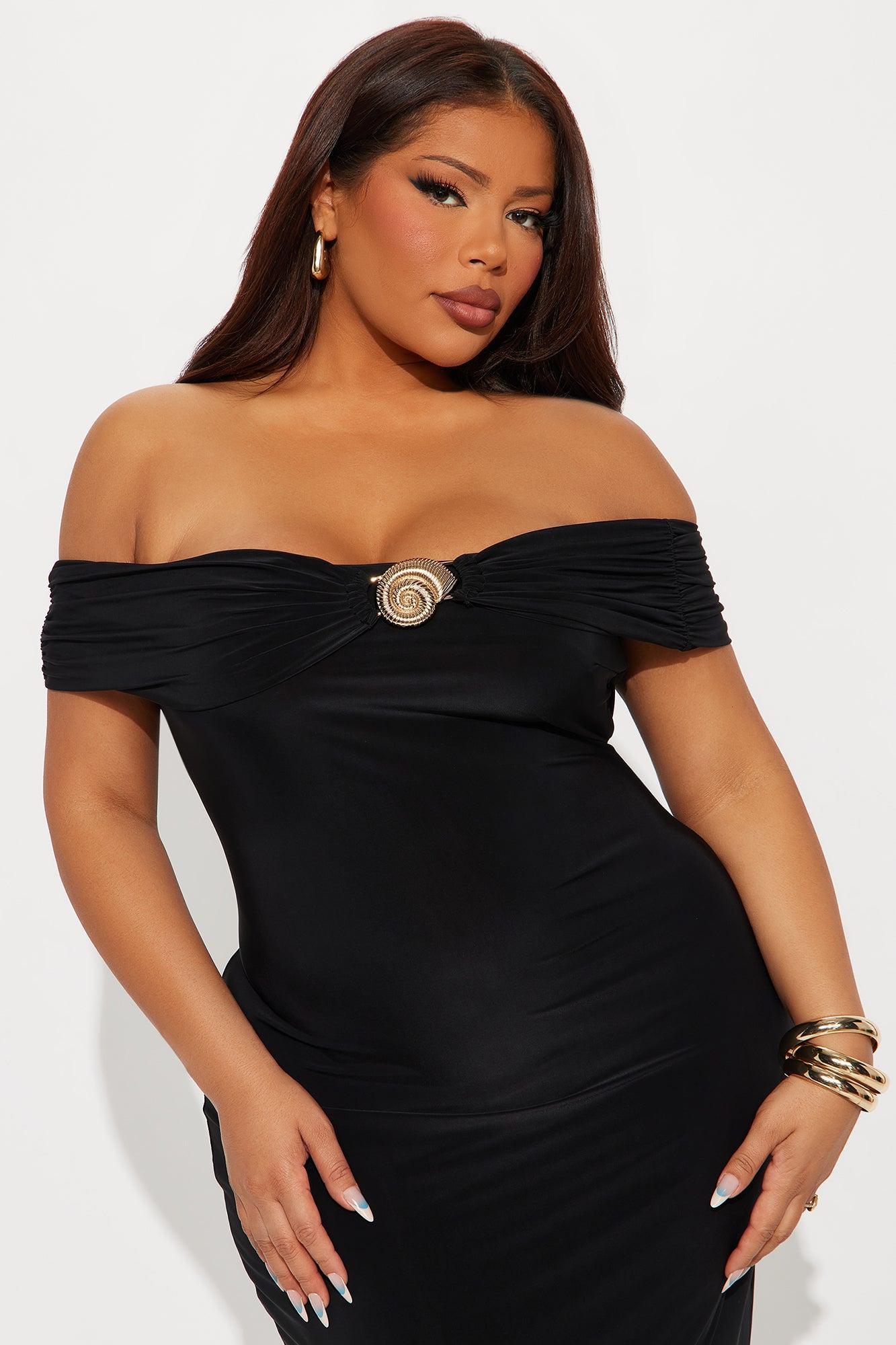 Ruby Off Shoulder Maxi Dress - Black Product Image
